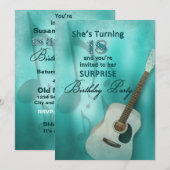 18e Surprise Birthday Party Invitation - Guitar Kaart (Voorkant / Achterkant)