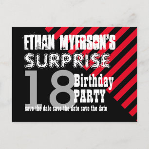 18e TEEN Surprise Verjaardag Save the Date A09 Aankondigingskaart