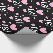 18e tiende verjaardag Eigen naam PINK HEARTS A01 Cadeaupapier (Hoek)