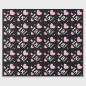 18e tiende verjaardag Eigen naam PINK HEARTS A01 Cadeaupapier (Vlak)