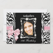 18e tienerdag Pink Black White Zebra Kaart (Voorkant)