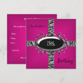 18e tienerdag Wilde Roze Dierlijk Zwart 4 Kaart (Voorkant / Achterkant)