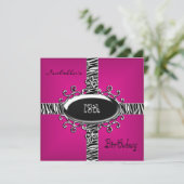 18e tienerdag Wilde Roze Dierlijk Zwart 4 Kaart (Staand voorkant)