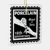 18e trouwdag porseleinen traditioneel keramisch ornament (Rechts)