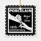 18e trouwdag porseleinen traditioneel keramisch ornament (Achterkant)