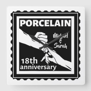 18e trouwdag porseleinen traditioneel vierkante klok