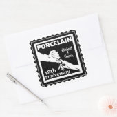 18e trouwdag porseleinen traditioneel vierkante sticker (Envelop)