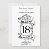 18e trouwdag Zwart-witte rozen Kaart (Voorkant)