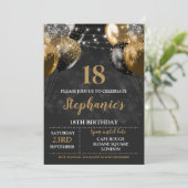 18e uitnodiging Black Gold Invitation (Staand voorkant)