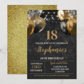 18e uitnodiging Black Gold Invitation (Voorkant / Achterkant)