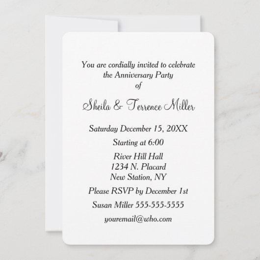 18e uitnodiging tot Jubileum van bruiloft (Achterkant)