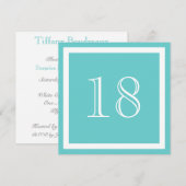 18e uitnodiging van de Birthday - Aqua (Voorkant / Achterkant)