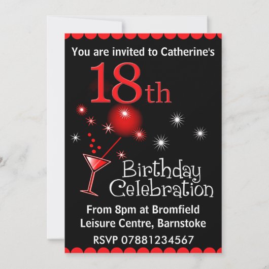 18e uitnodiging van de Birthday Party (Voorkant)