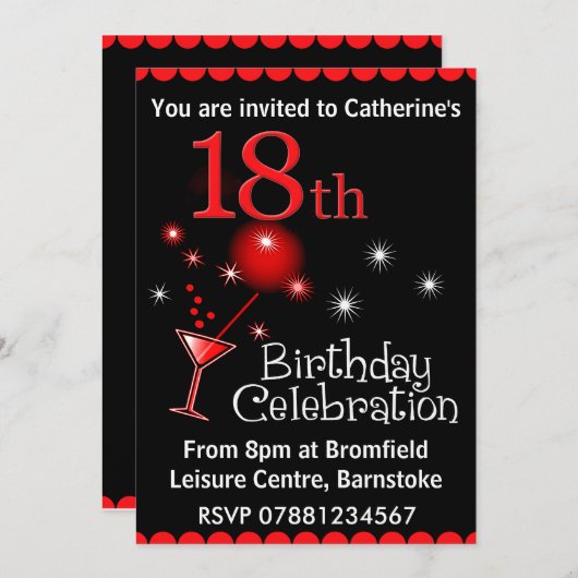 18e uitnodiging van de Birthday Party (Voorkant / Achterkant)