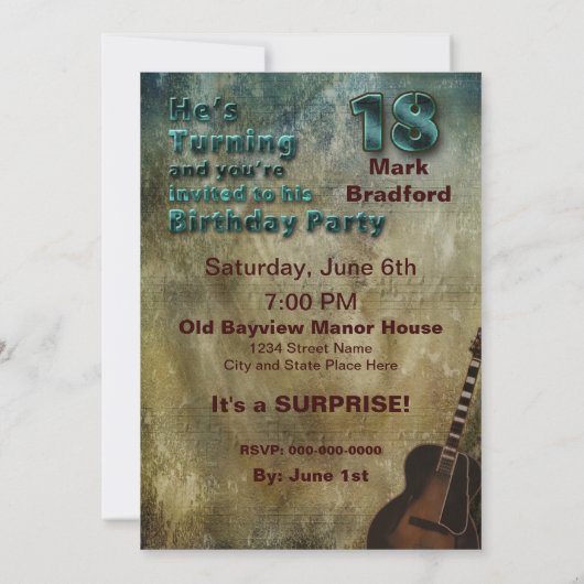 18e uitnodiging van de Birthday Party - Brown/Blau (Achterkant)