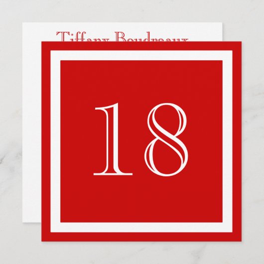 18e uitnodiging van de Birthday Party - Red (Voorkant / Achterkant)