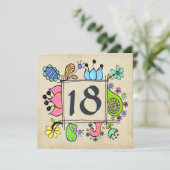 18e uitnodiging van de Doodles Colorful Birthday P (Staand voorkant)