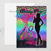 18e uitnodiging van de verjaardag van het Vrouw S (Voorkant / Achterkant)