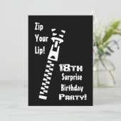 18e URPRISE Birthday Party Black White Recycled Kaart (Staand voorkant)