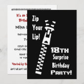 18e URPRISE Birthday Party Black White Recycled Kaart (Voorkant / Achterkant)