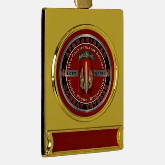 18e veldartillerijbrigade Afghanistan Veteraan Verguld Banner Ornament (Rechts)