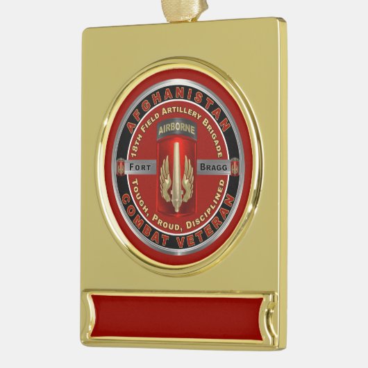 18e veldartillerijbrigade Afghanistan Veteraan Verguld Banner Ornament (Links)