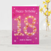 18e verjaardag - 18 jaar in Star-getallen - Roze Kaart (Gele Bloem)