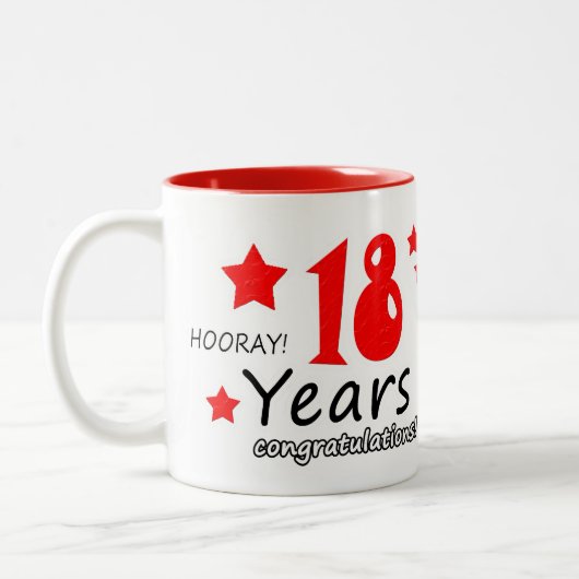 18e verjaardag, 18 jaar Jubilea voor bruiloft Tweekleurige Koffiemok (Links)