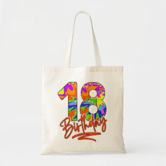 18e verjaardag 18 jaar oud Jongerenmeisje Tie Dye  Tote Bag