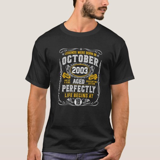 18e verjaardag 18 jaar oud oktober 2003 beperkte d t-shirt (Voorkant)