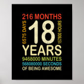 18e verjaardag 18 jaar oude  retro 216 poster (Voorkant)