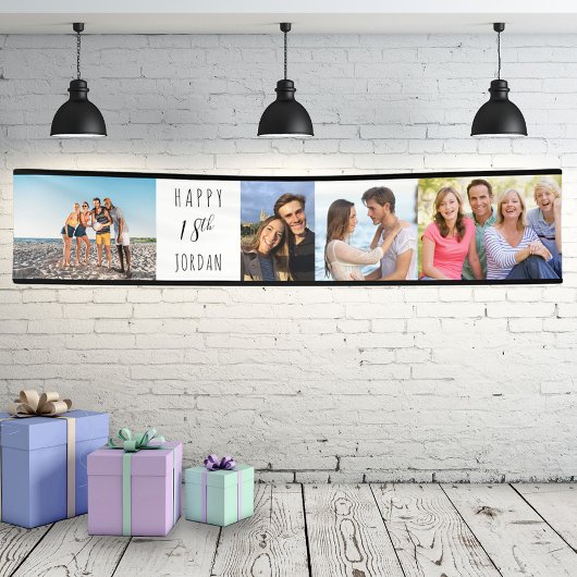 18e verjaardag 4 Fotogriep gepersonaliseerd Spandoek