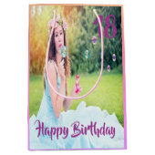 18e verjaardag aangepast foto paars medium cadeauzakje (Voorkant)