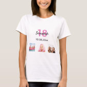 18e verjaardag aangepast fotoroze monogram meisje t-shirt (Voorkant)