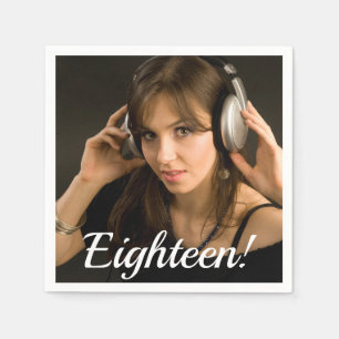 18e verjaardag aangepast fotoscript meisje servet