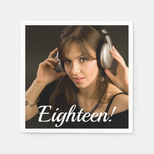 18e verjaardag aangepast fotoscript meisje servet (Voorkant)