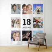 18e verjaardag aangepaste foto collage blanke man wandkleed (In situ)