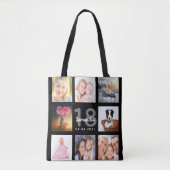 18e verjaardag aangepaste foto collage meisje zwar tote bag (Voorkant)