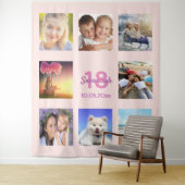 18e verjaardag aangepaste foto collage roos goudro wandkleed (In situ)