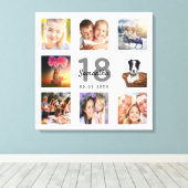 18e verjaardag aangepaste foto collage wit monogra canvas afdruk (Insitu (Houten vloer))