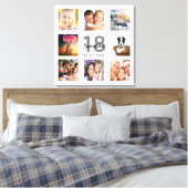 18e verjaardag aangepaste foto collage wit monogra canvas afdruk (Insitu (Slaapkamer))
