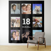 18e verjaardag aangepaste foto collage zwarte man wandkleed (In situ)