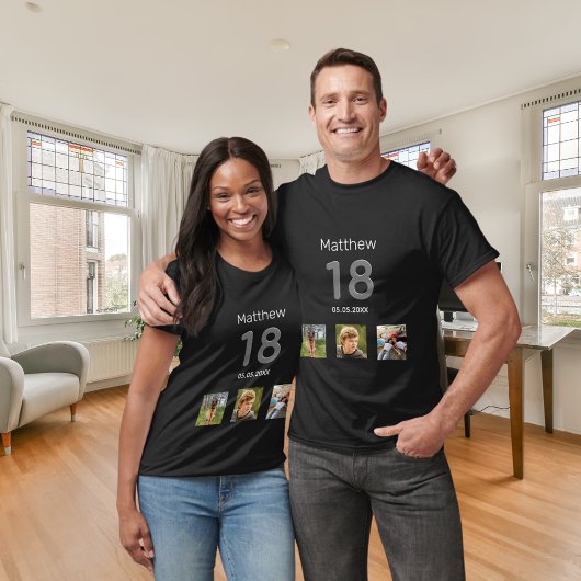 18e verjaardag aangepaste foto-monogram t-shirt