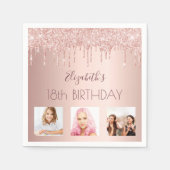 18e verjaardag aangepaste foto roos gouden roze dr servet (Voorkant)
