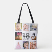 18e verjaardag aangepaste fotocollage meisje wit tote bag (Achterkant)