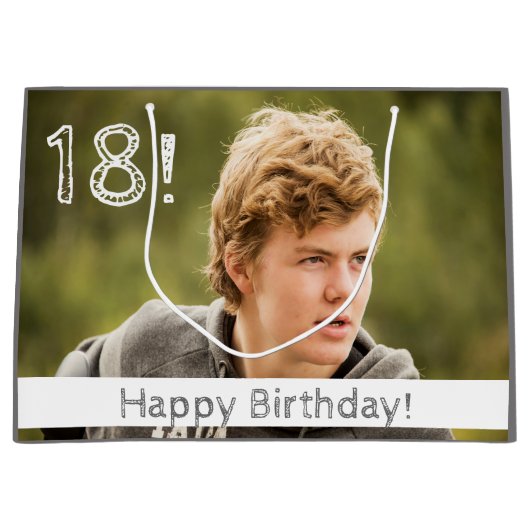 18e verjaardag aangepaste fotojongen groot cadeauzakje (Voorkant)