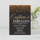 18e Verjaardag Achttien en Fabulous Gold Glitter Kaart (Staand voorkant)