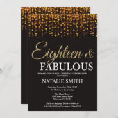 18e Verjaardag Achttien en Fabulous Gold Glitter Kaart (Voorkant / Achterkant)