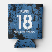 18e Verjaardag Achttien Rocks BLAUW Grunge F18Z Blikjeskoeler (Voorkant)