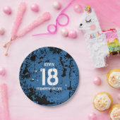18e verjaardag Achttien Rocks BLUE Grunge F18Z Papieren Bordje (Feest)